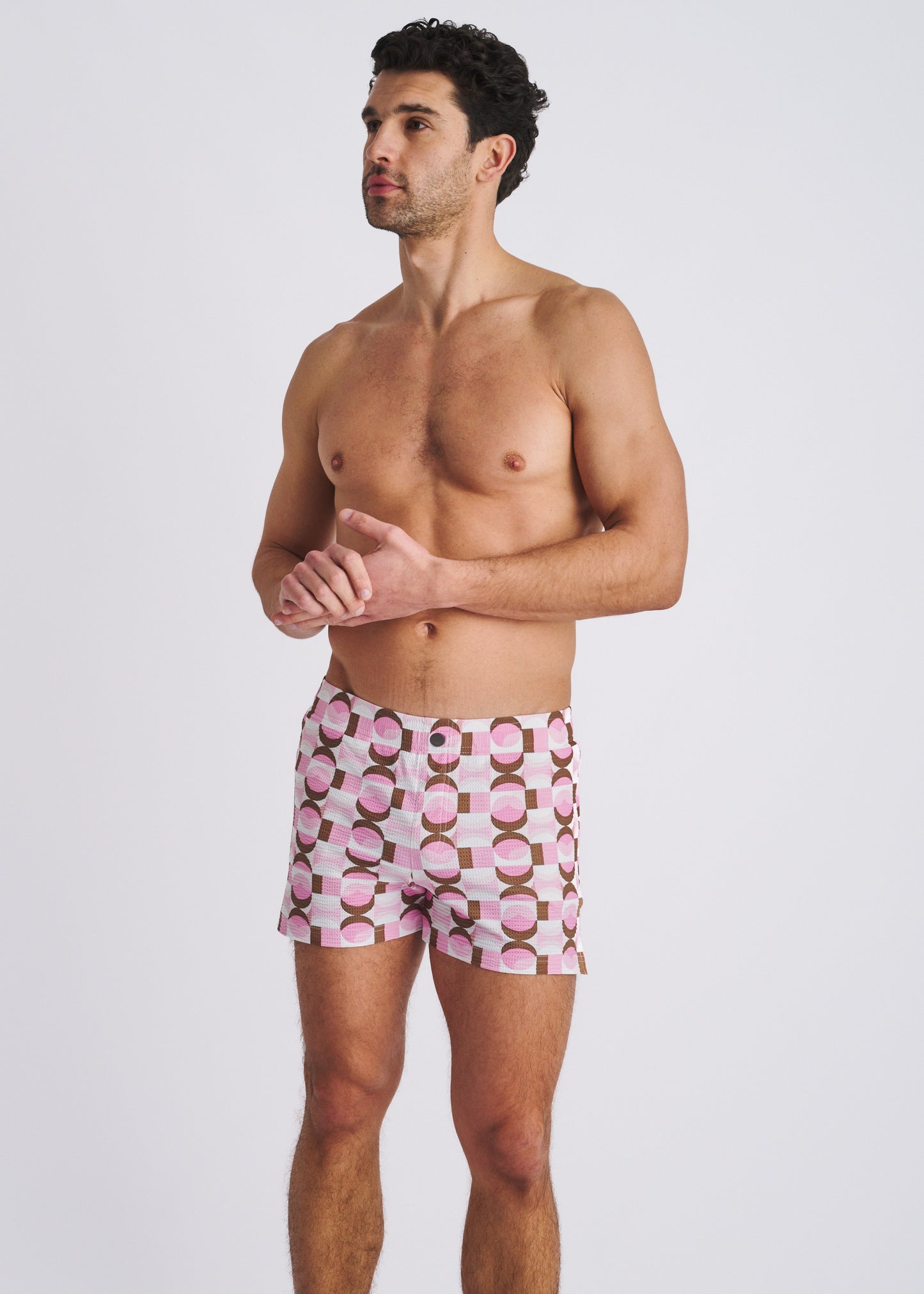 Pink Seersucker Swim Shorts