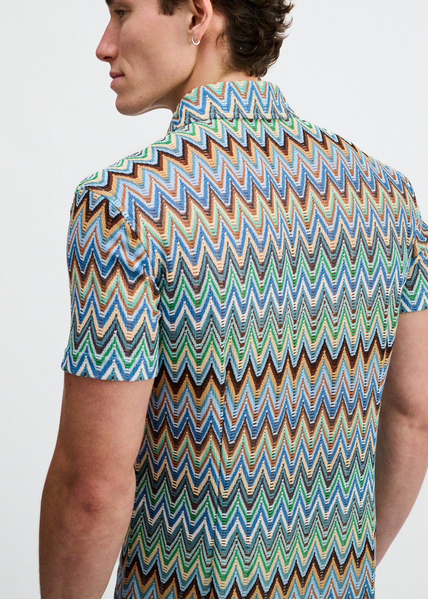 Cobalt/Sky Chevron Knit Stretch Shirt