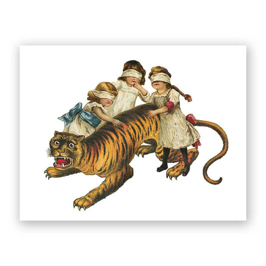 Children and Tiger Birthday Greeting Card
