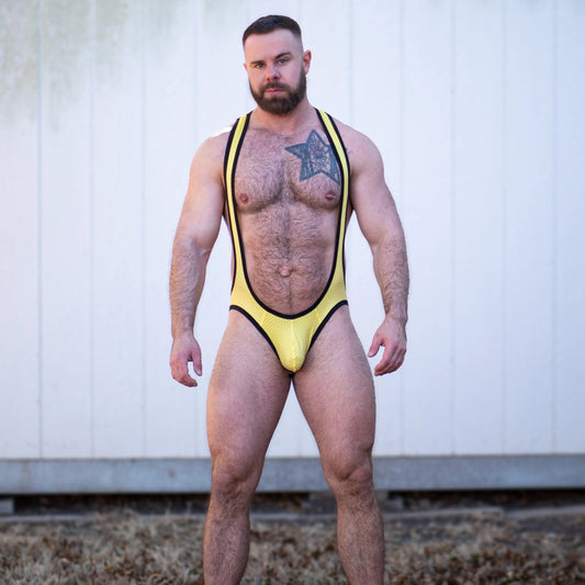 Yellow/Black Mesh Pro Bodysuit