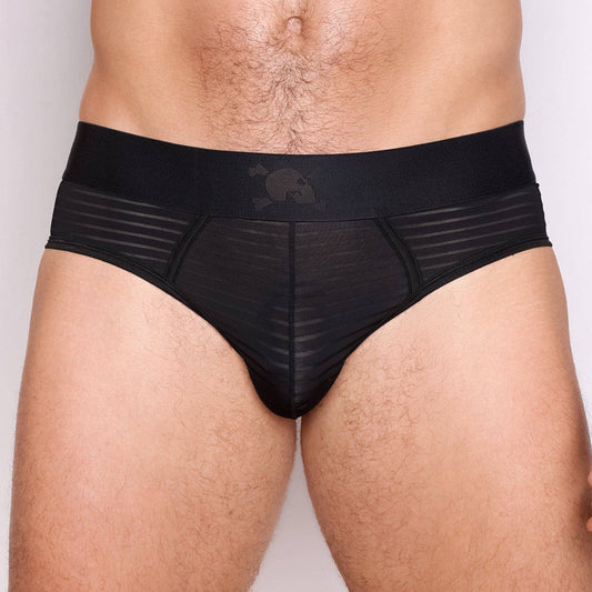 Just The Bones Sheer Black Stripe Brief