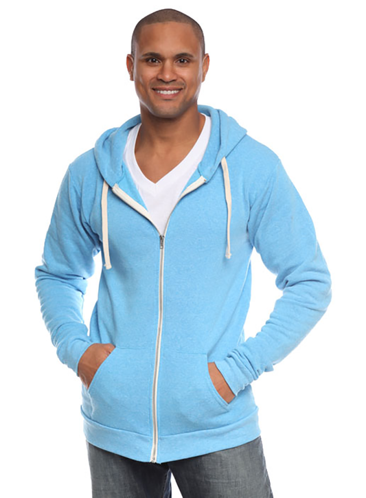 Blue Triblend Fleece Hoodie