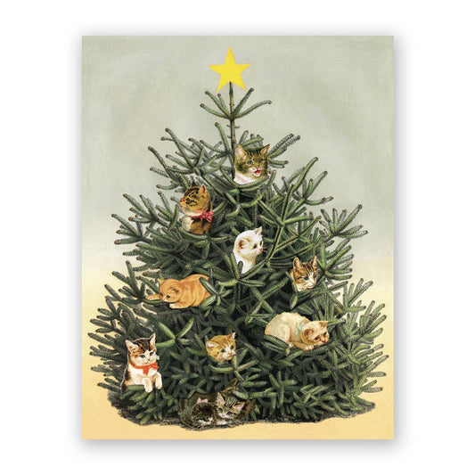 Cat Christmas Tree Greeting Card - Set of 8