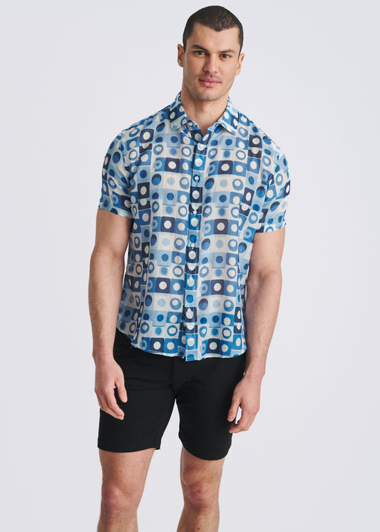 Navy Squares Print Shirt