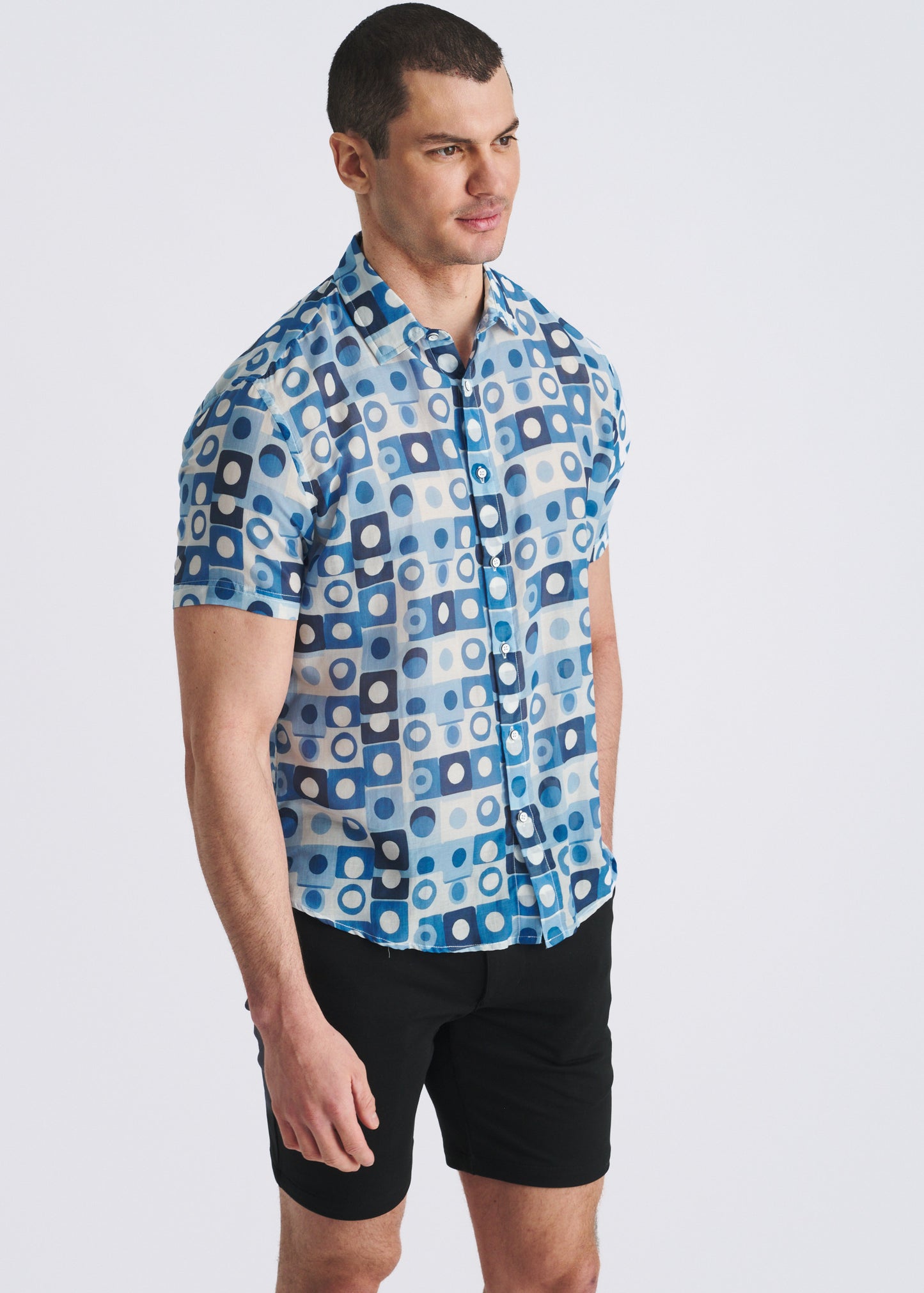 Navy Squares Print Shirt