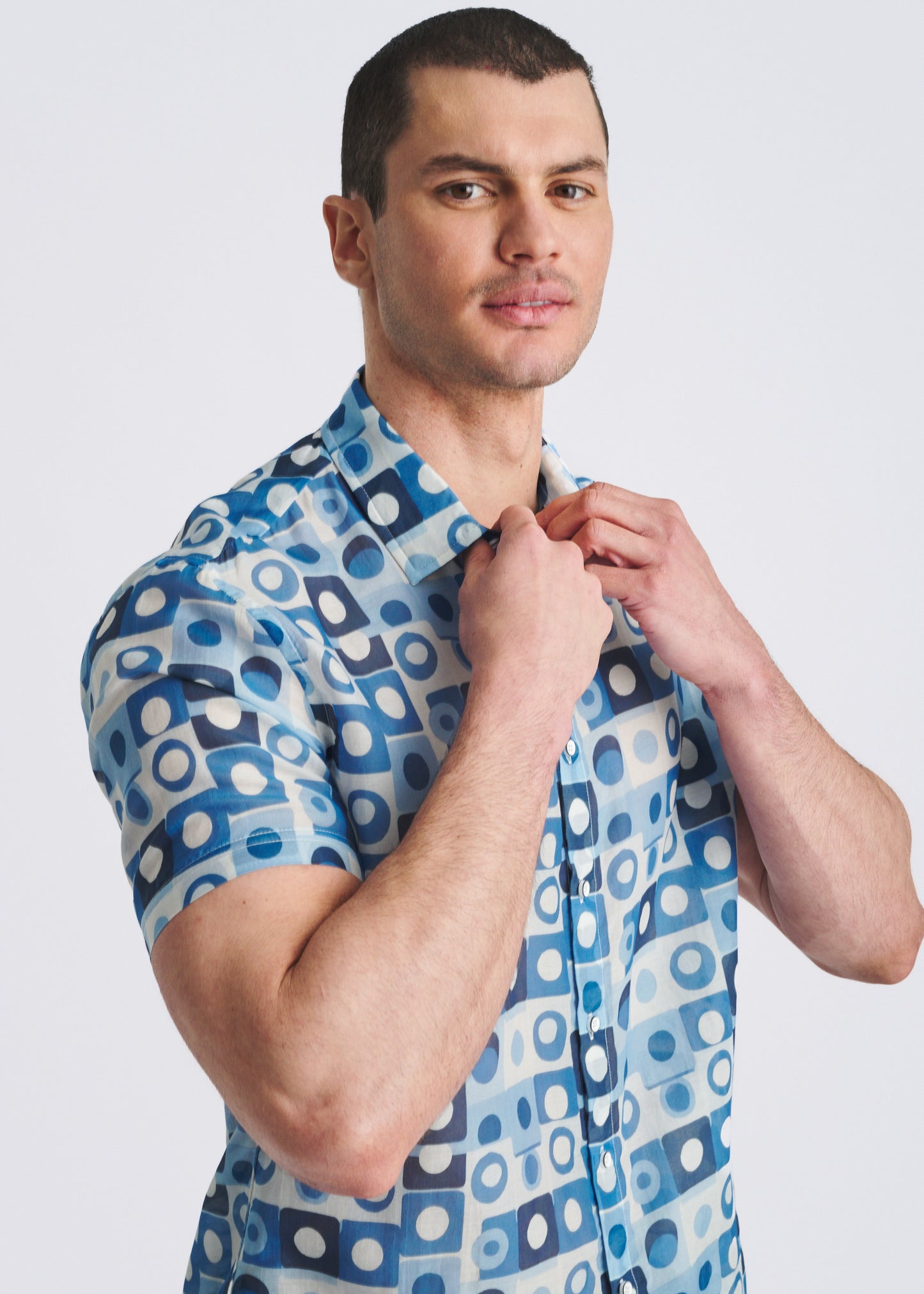 Navy Squares Print Shirt