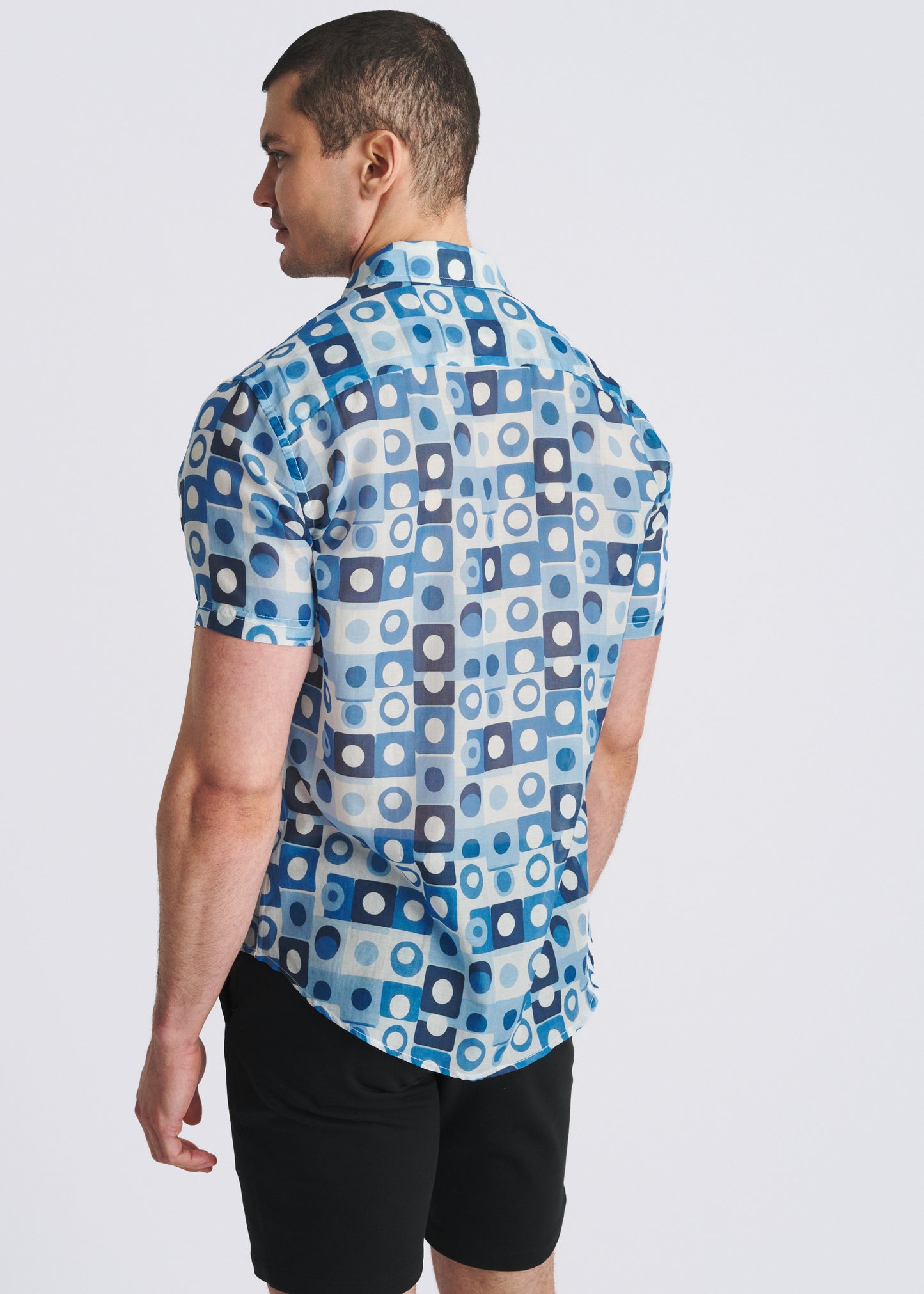 Navy Squares Print Shirt