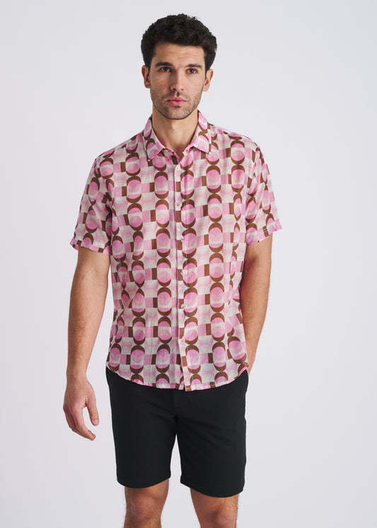 Pink Squares Print Shirt