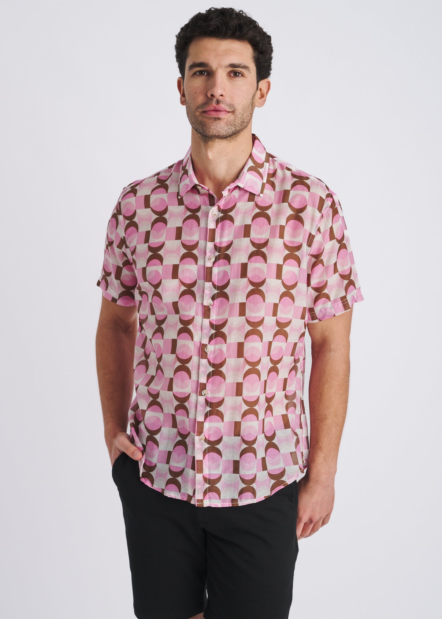 Pink Squares Print Shirt