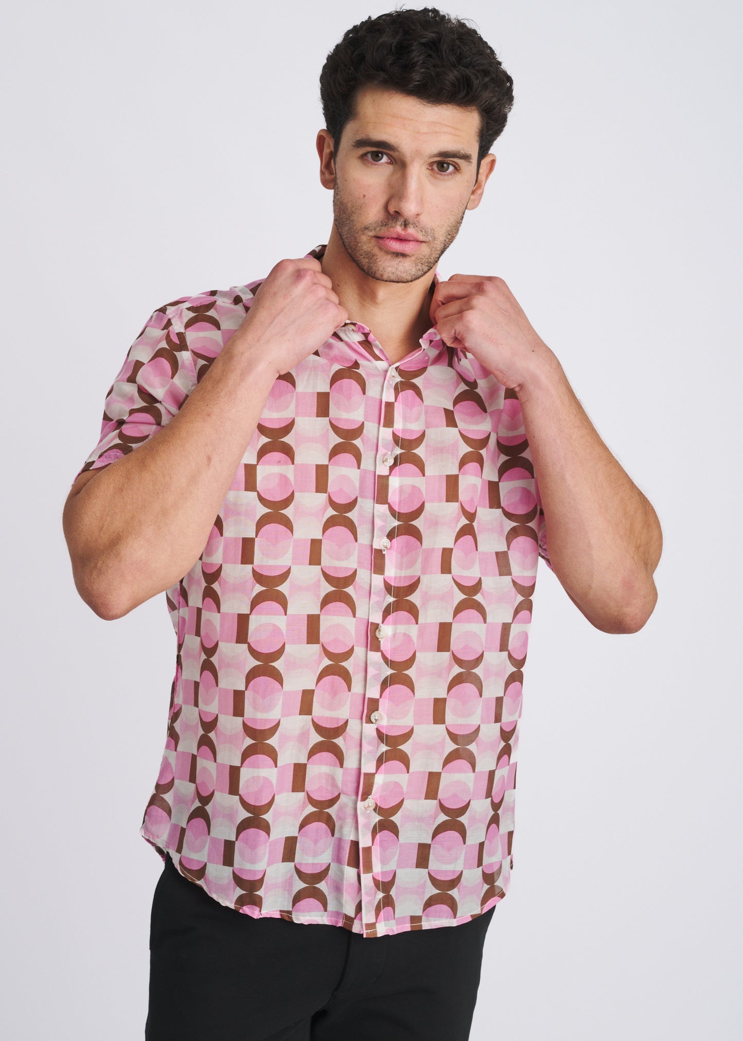 Pink Squares Print Shirt