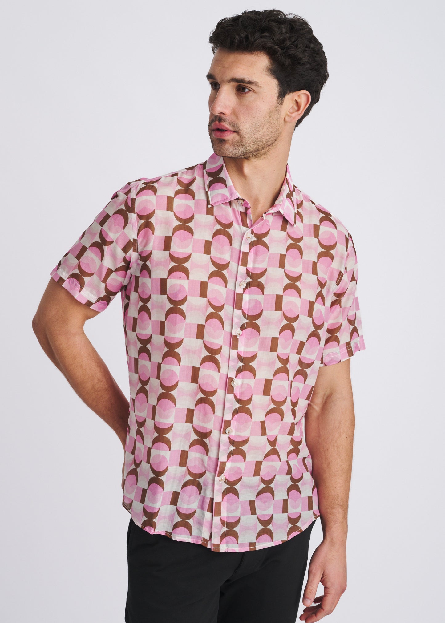 Pink Squares Print Shirt