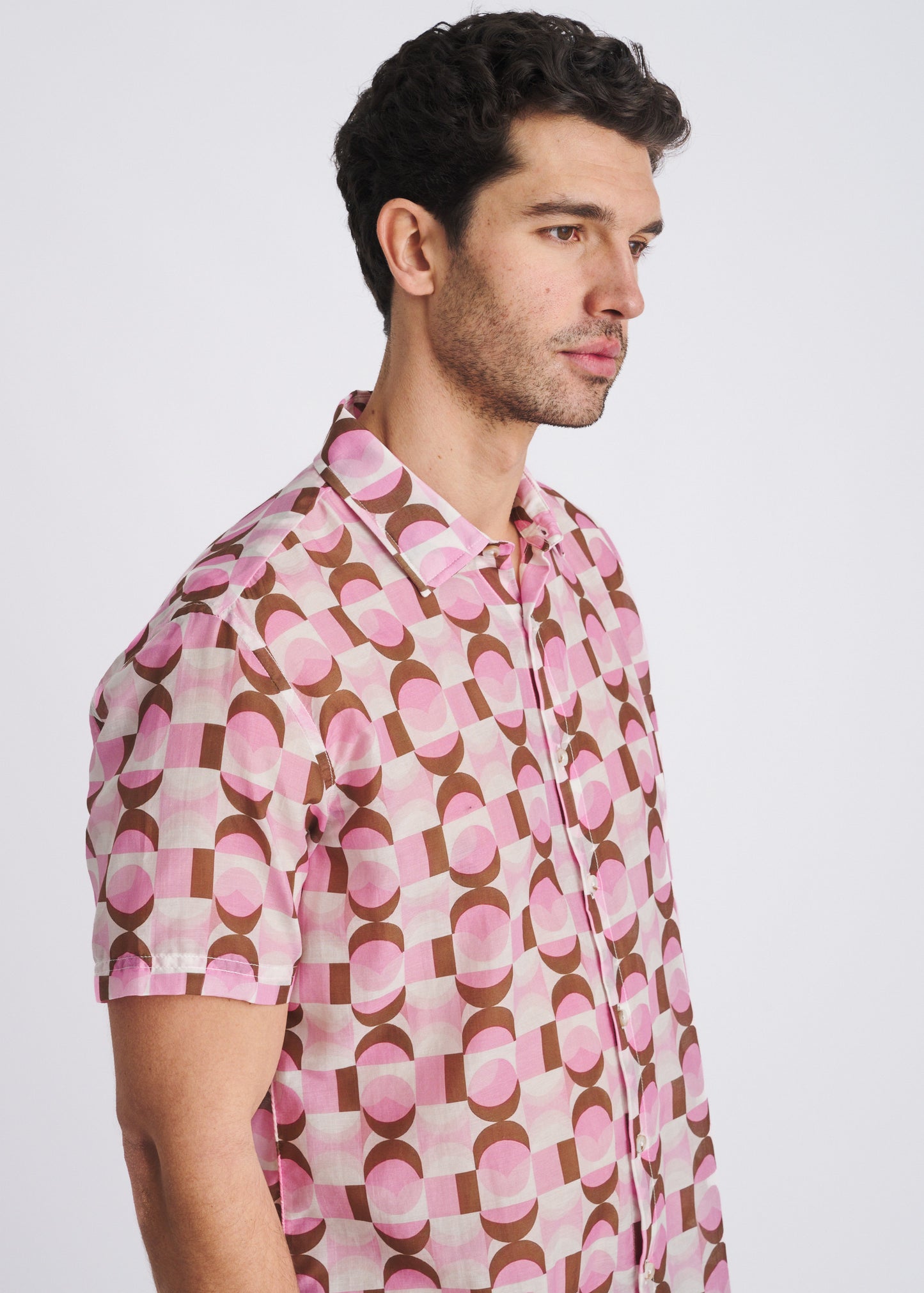 Pink Squares Print Shirt