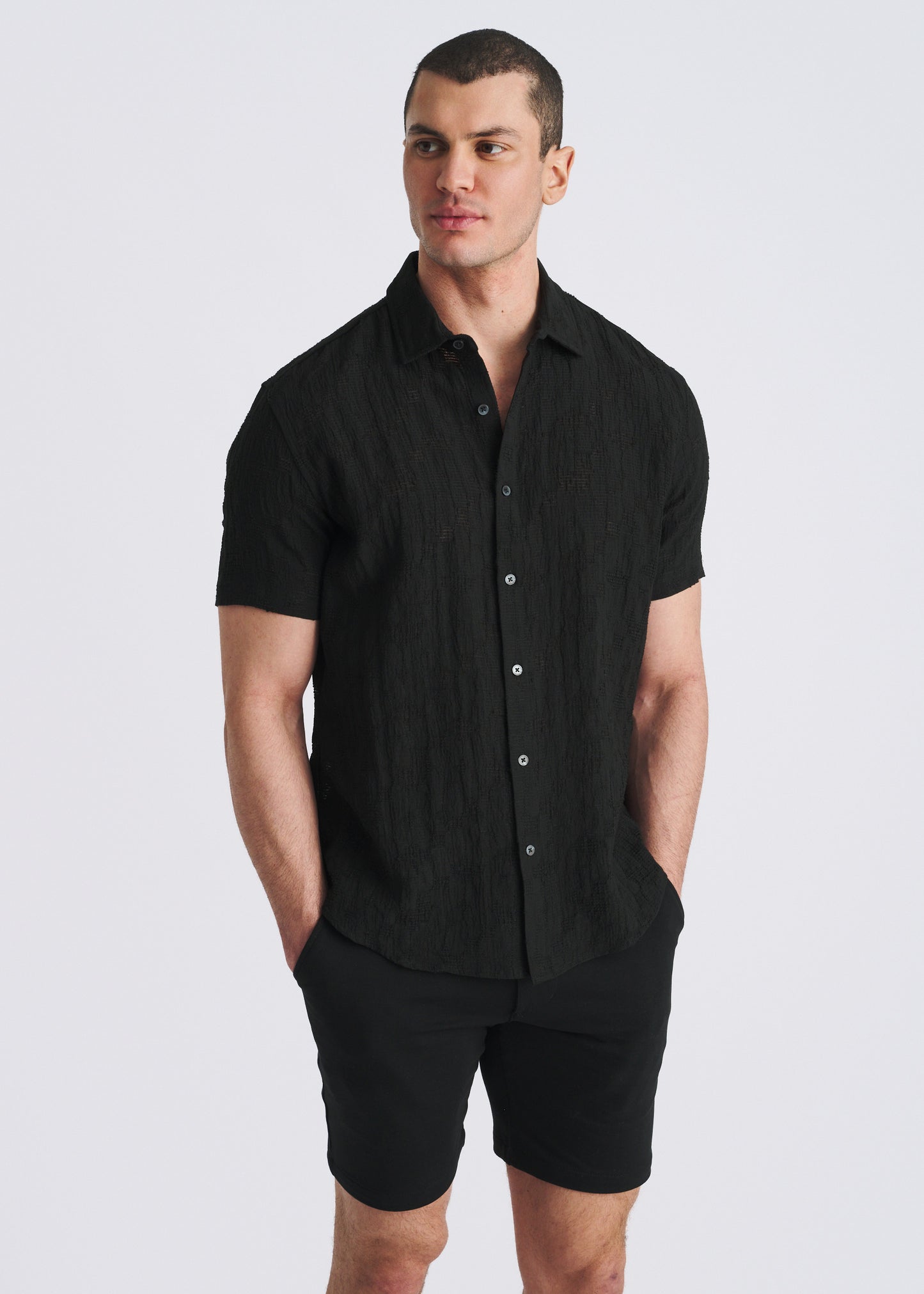 Black Floral Jacquard Shirt
