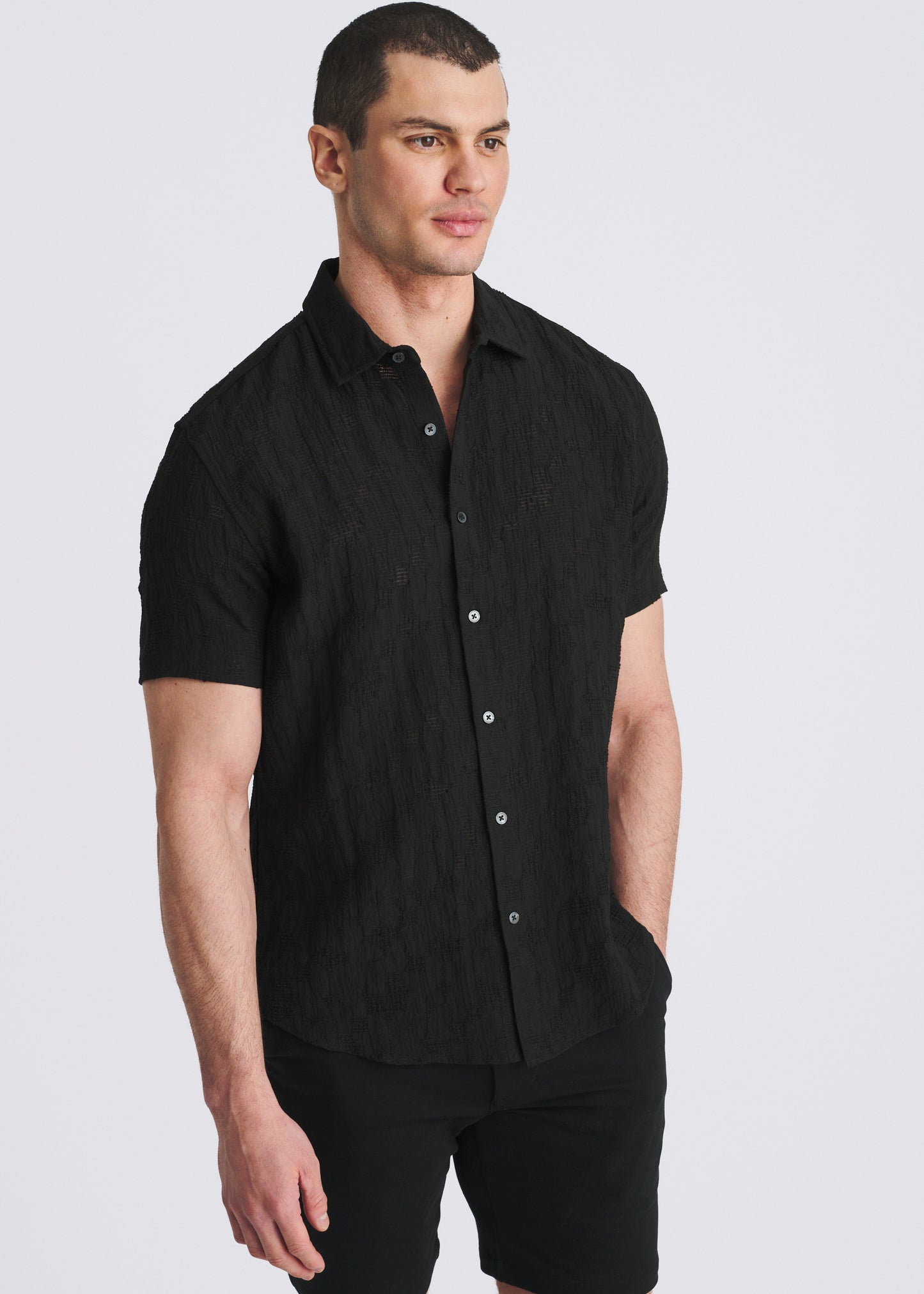 Black Floral Jacquard Shirt