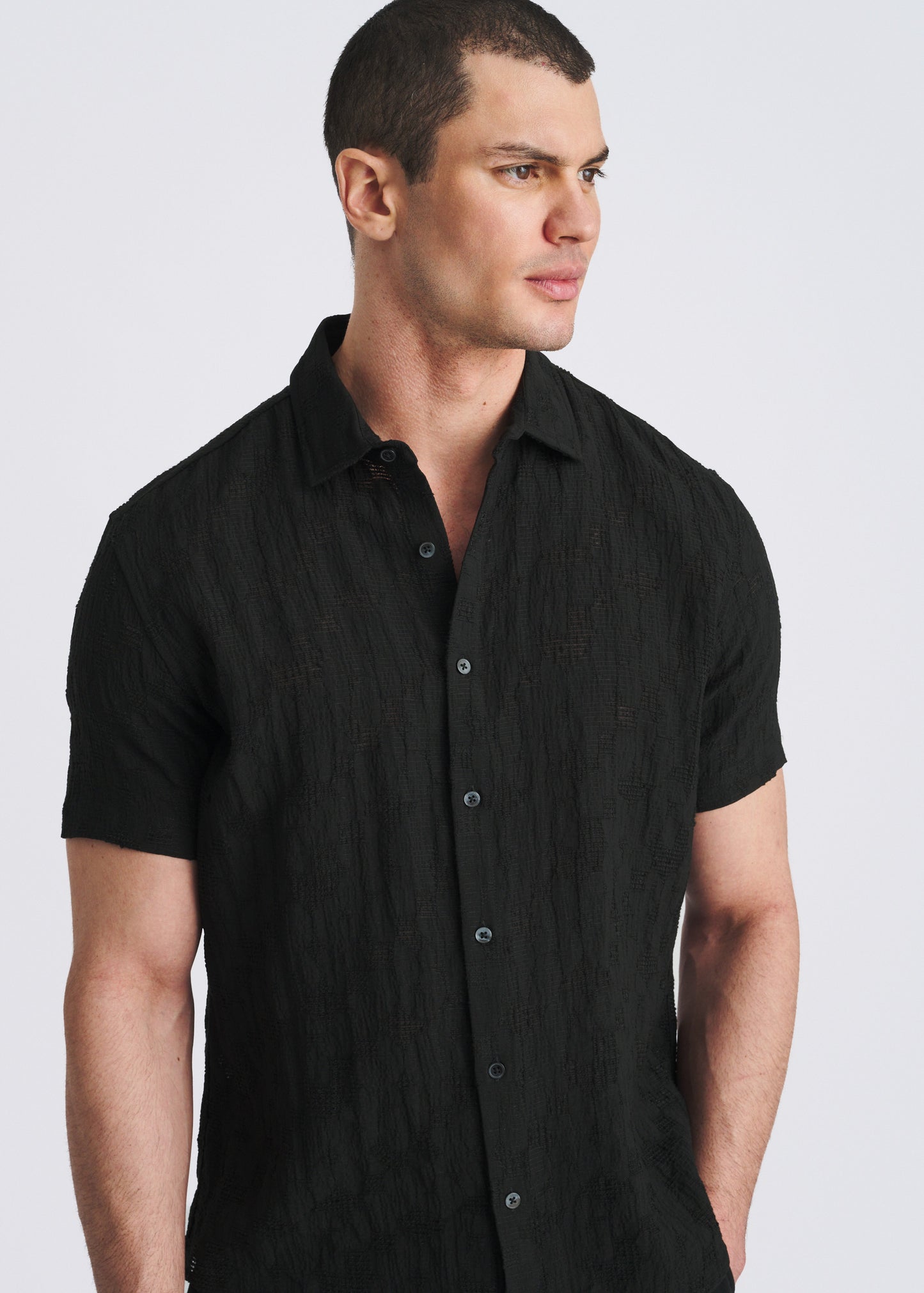 Black Floral Jacquard Shirt