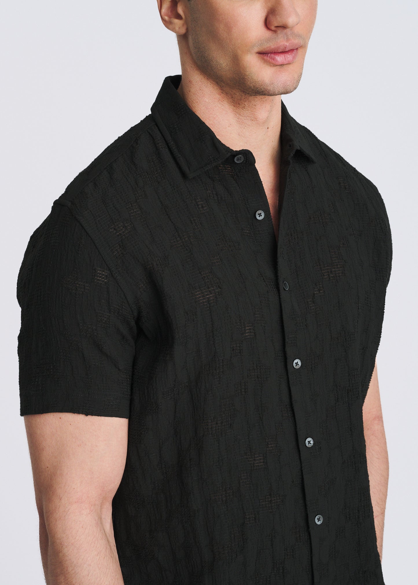 Black Floral Jacquard Shirt