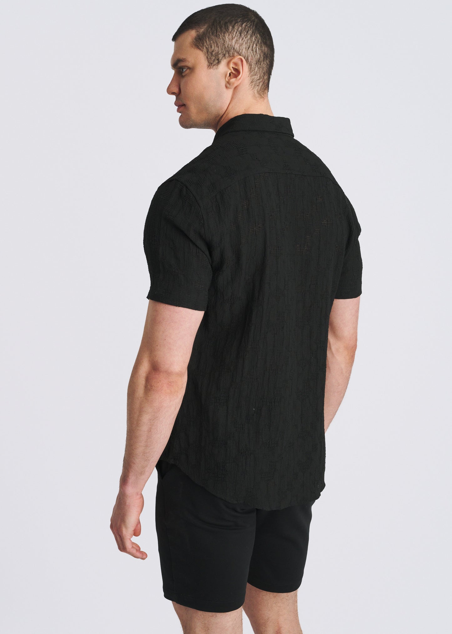 Black Floral Jacquard Shirt