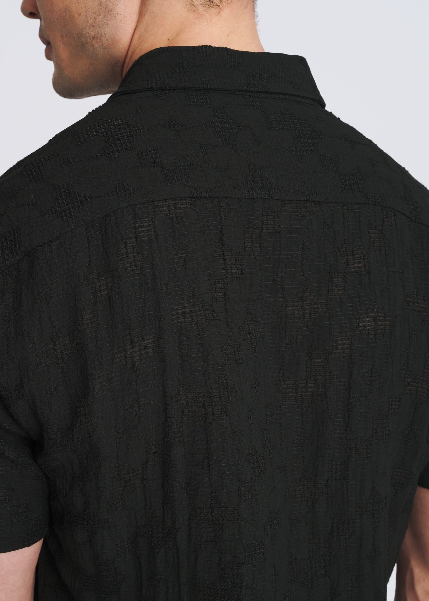 Black Floral Jacquard Shirt