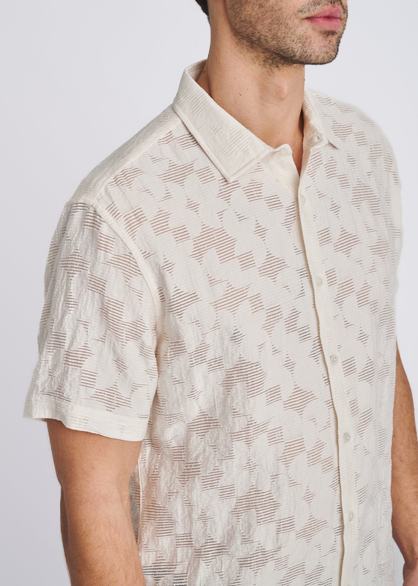 Ecru Floral Jacquard Shirt
