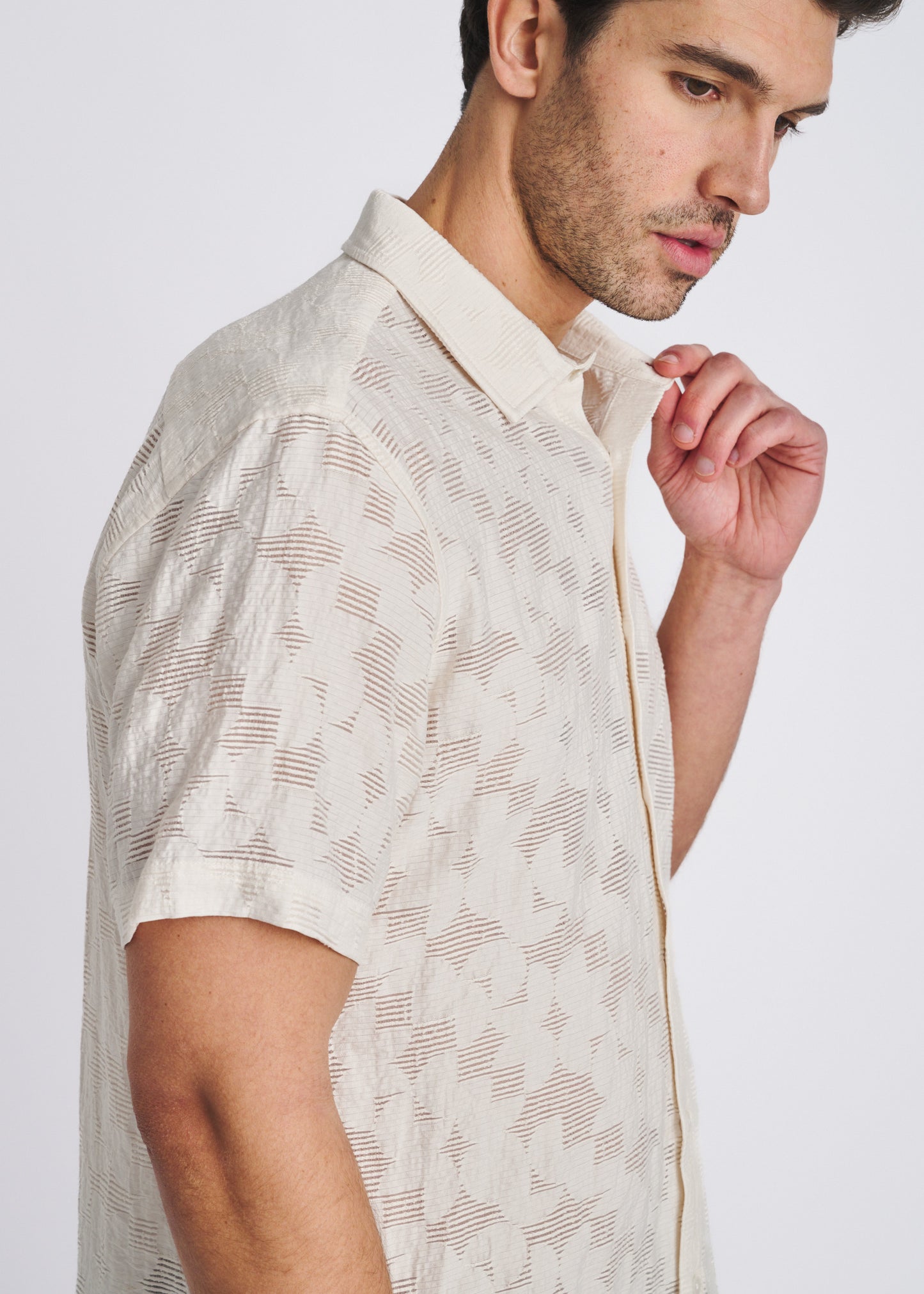Ecru Floral Jacquard Shirt