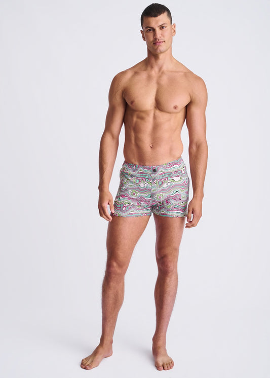 Blush Swirls Seersucker Swim Shorts