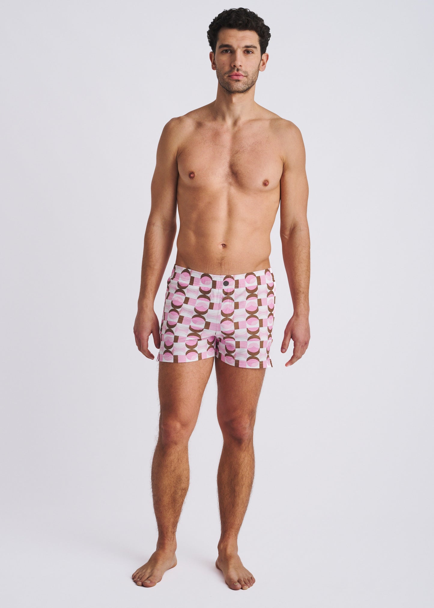 Pink Seersucker Swim Shorts
