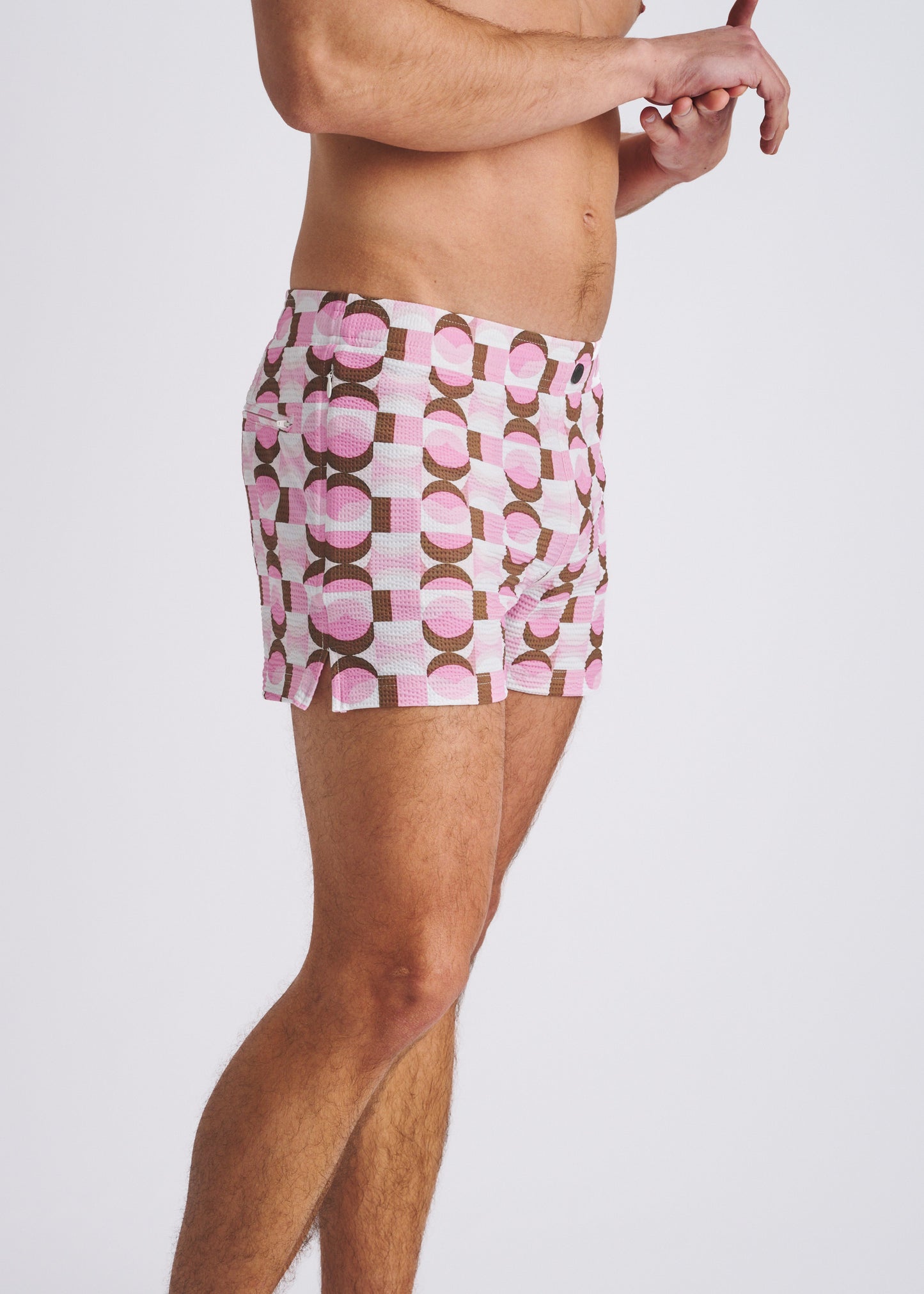 Pink Seersucker Swim Shorts