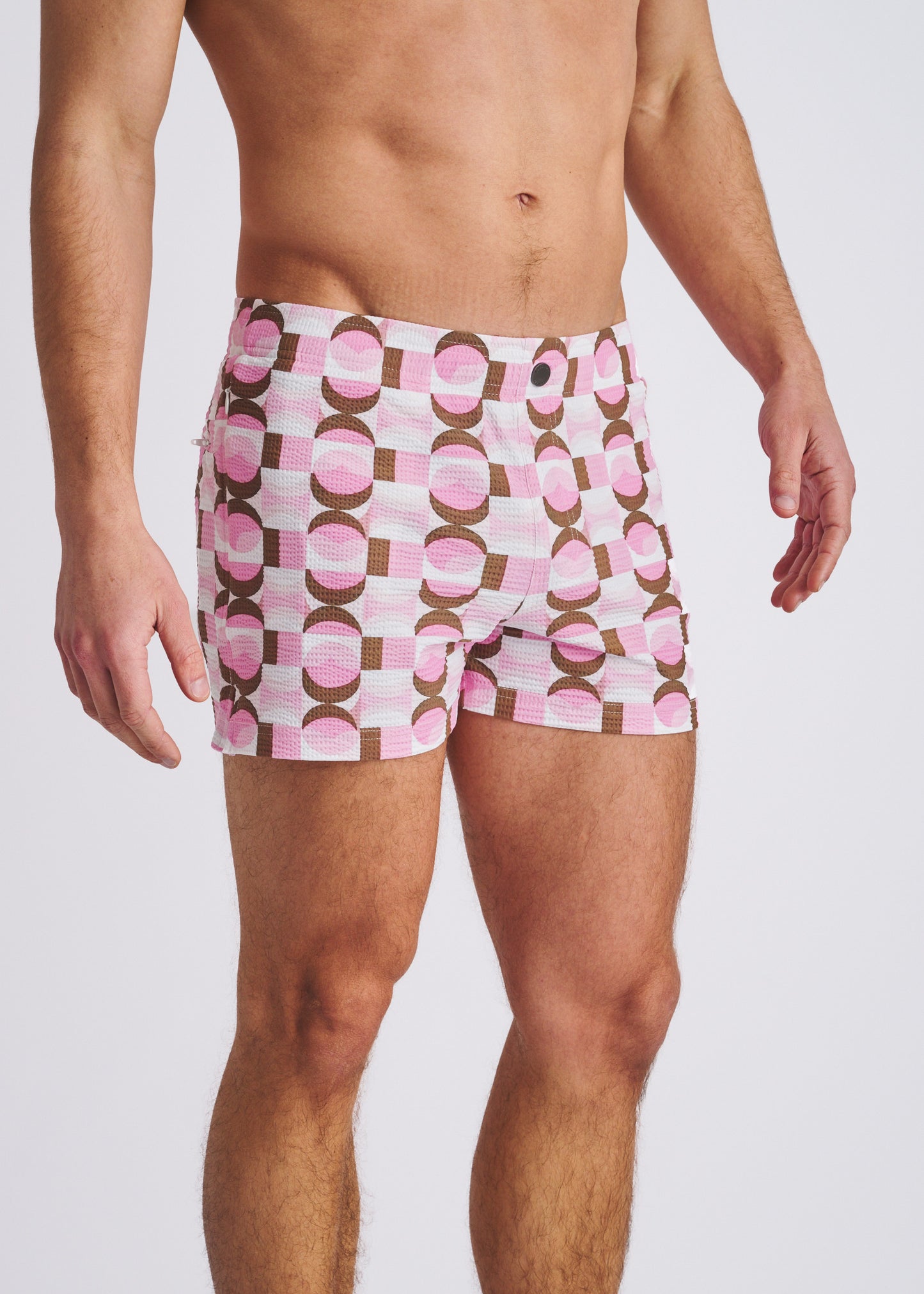 Pink Seersucker Swim Shorts