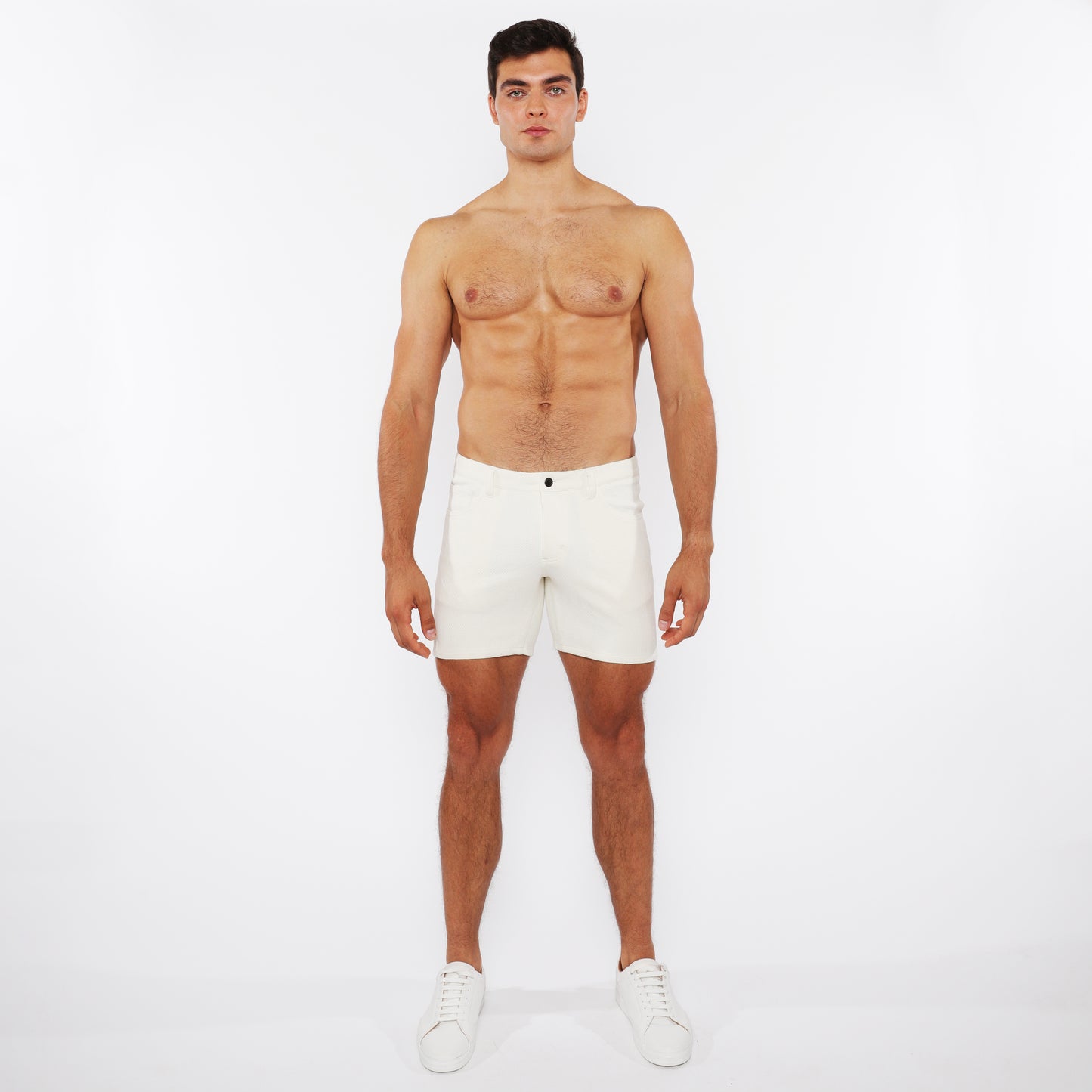 White ZigZag 5" Jacquard Stretch Knit Short