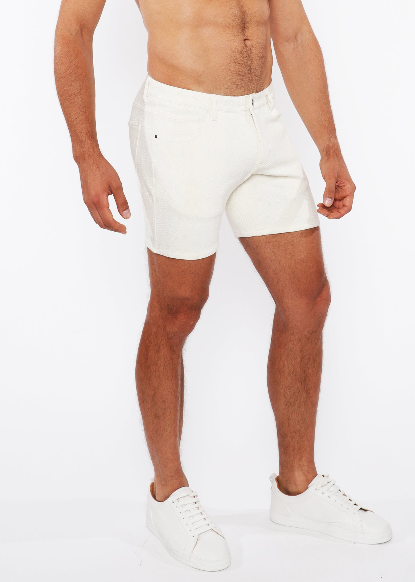 White ZigZag 5" Jacquard Stretch Knit Short