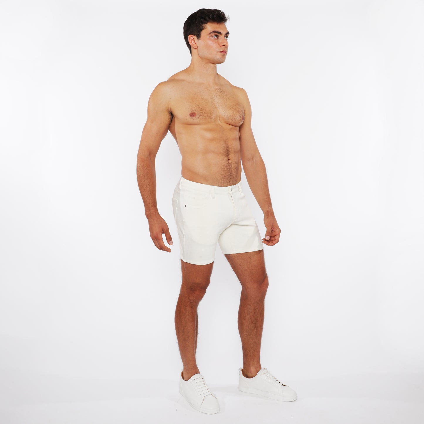 White ZigZag 5" Jacquard Stretch Knit Short