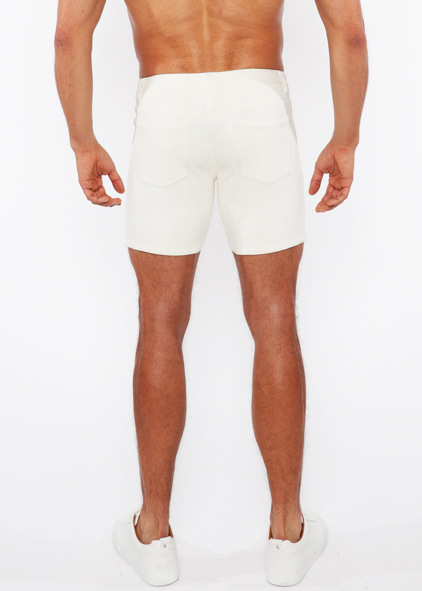 White ZigZag 5" Jacquard Stretch Knit Short