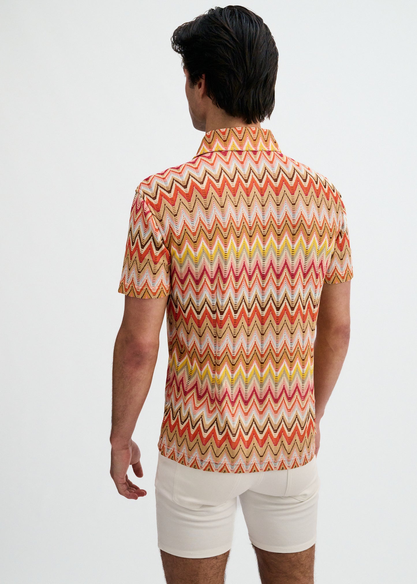 Camel/Rust Chevron Knit Stretch Shirt