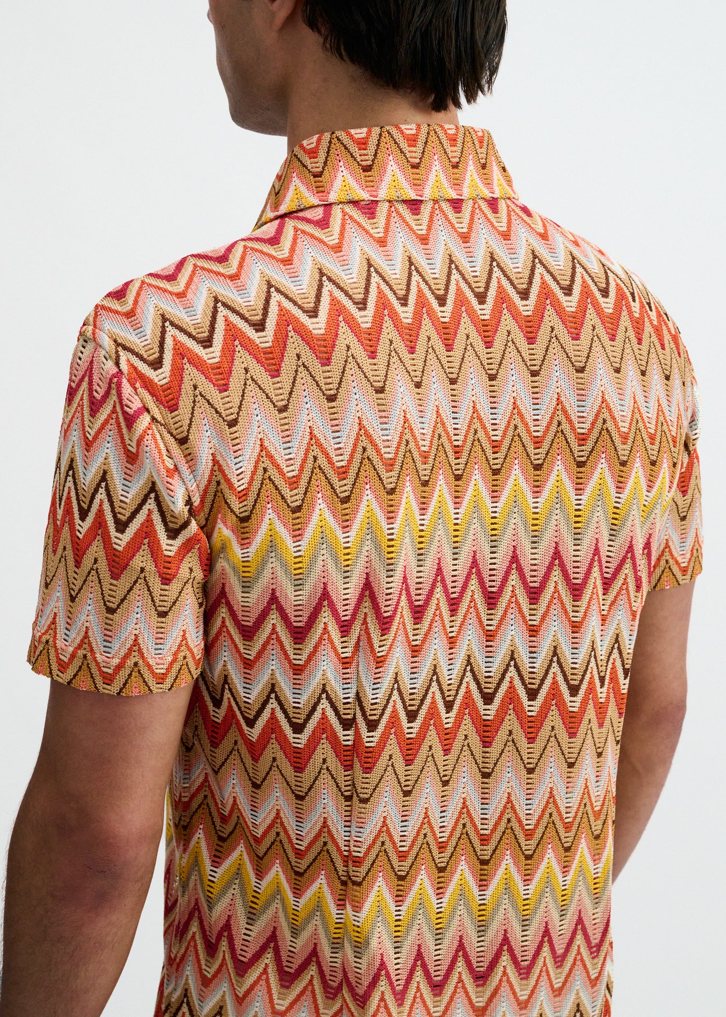 Camel/Rust Chevron Knit Stretch Shirt
