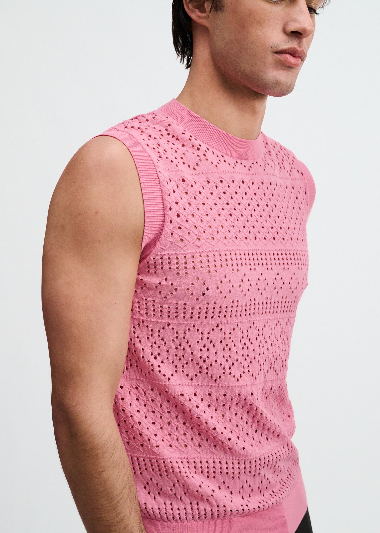 Pink Open Knit Vest
