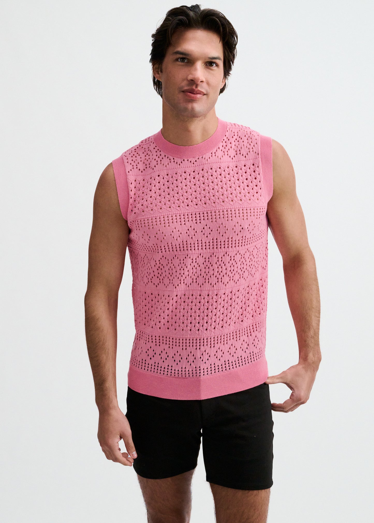 Pink Open Knit Vest