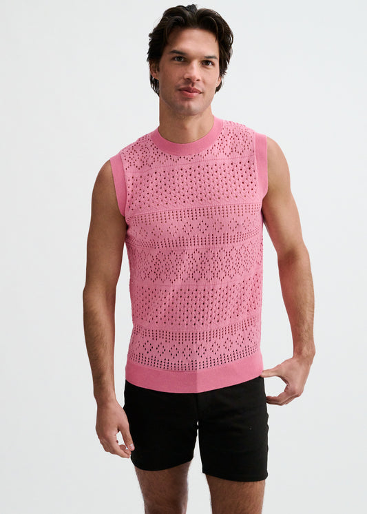 Pink Open Knit Vest