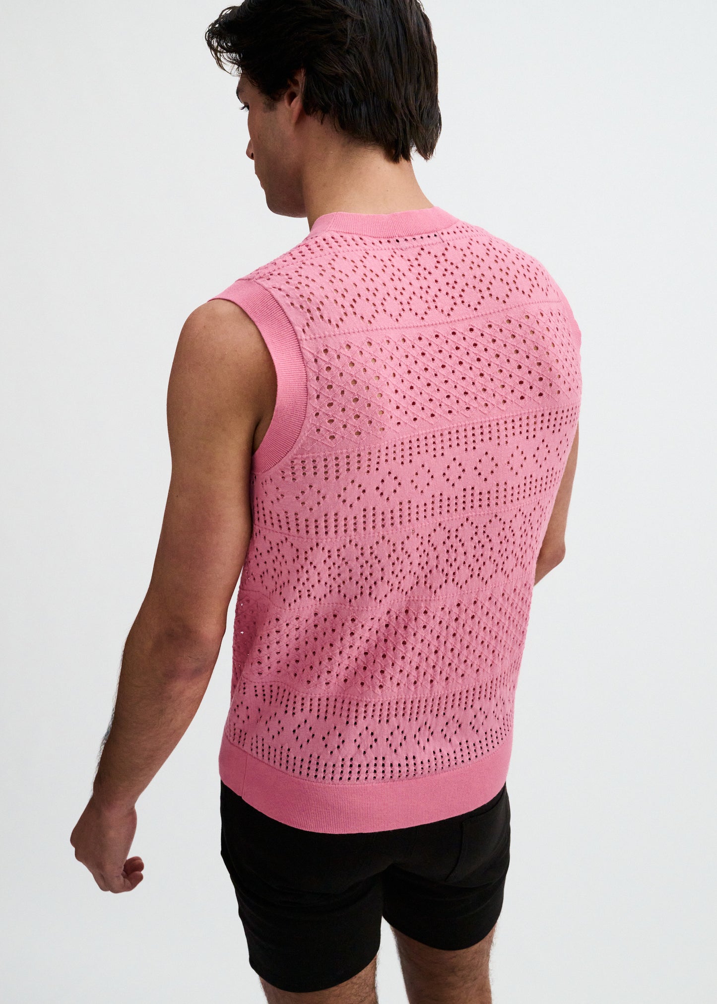 Pink Open Knit Vest