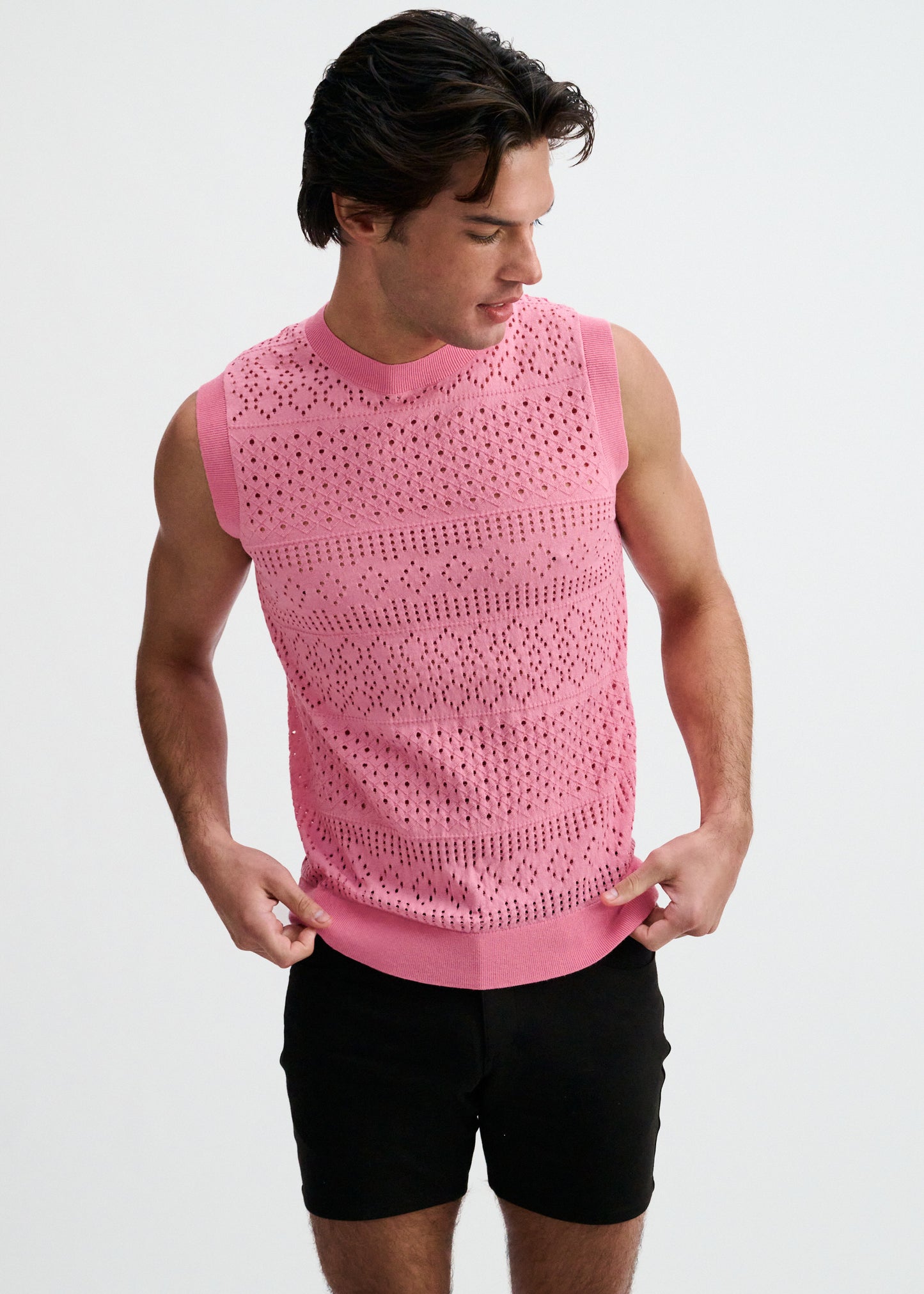 Pink Open Knit Vest