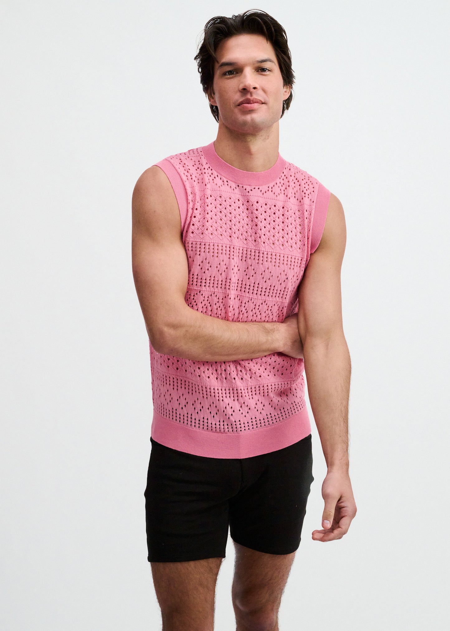 Pink Open Knit Vest