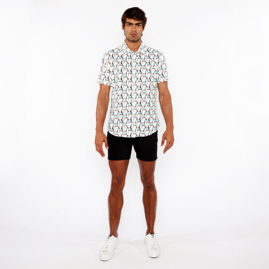 3D Boxes Knit Stretch Shirt