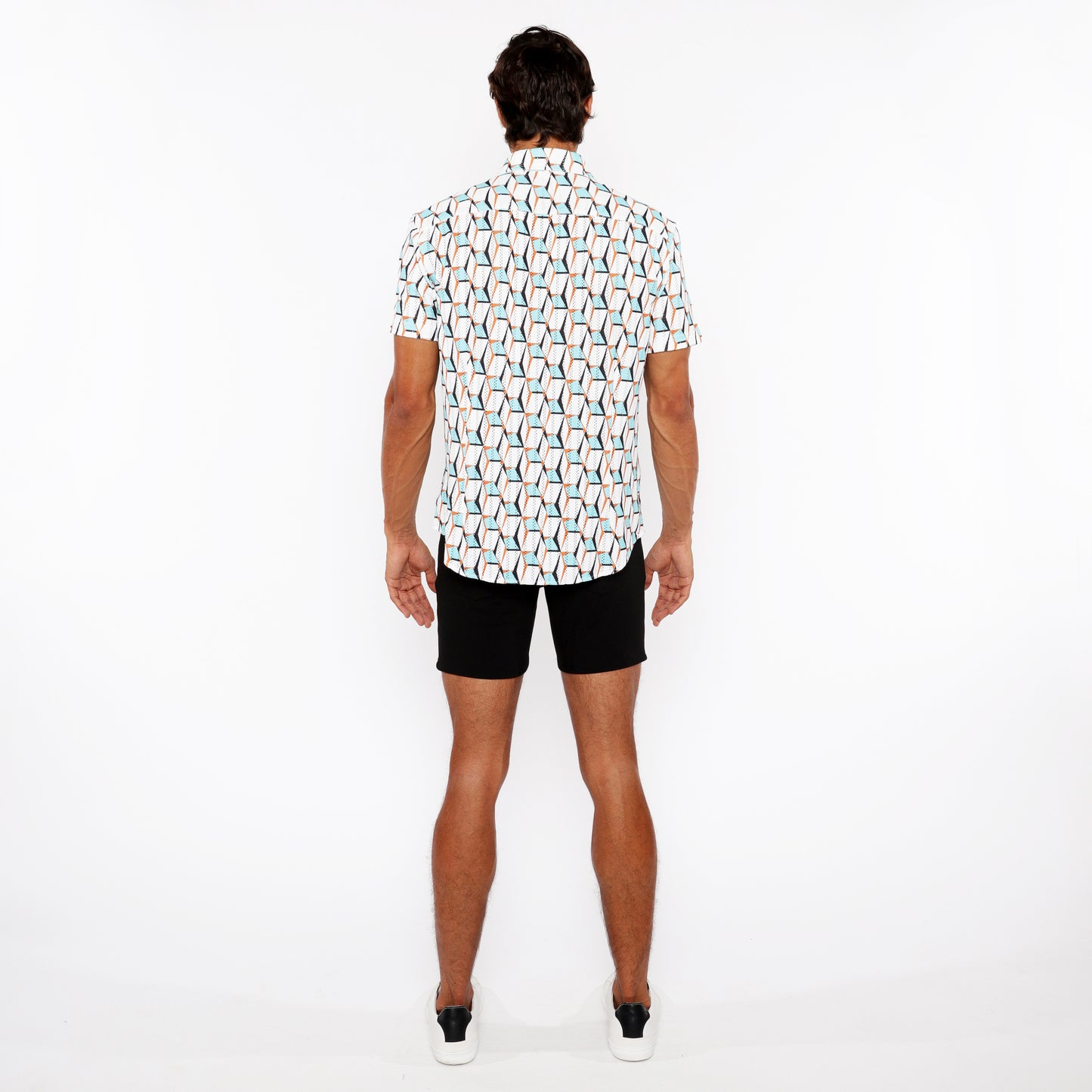 3D Boxes Knit Stretch Shirt