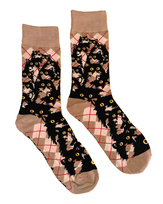 Sand Argyle Kitty Sock