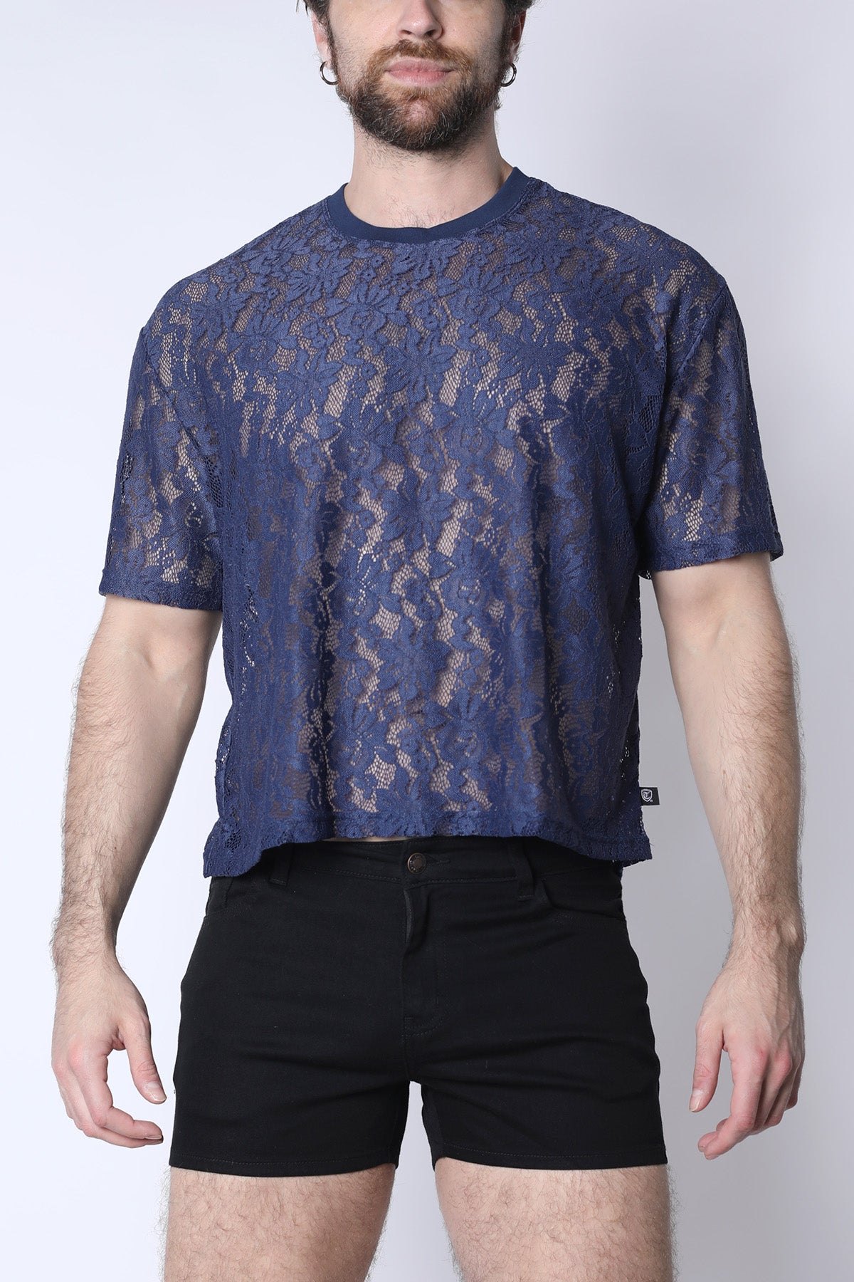 Blue Lace Crop Tee