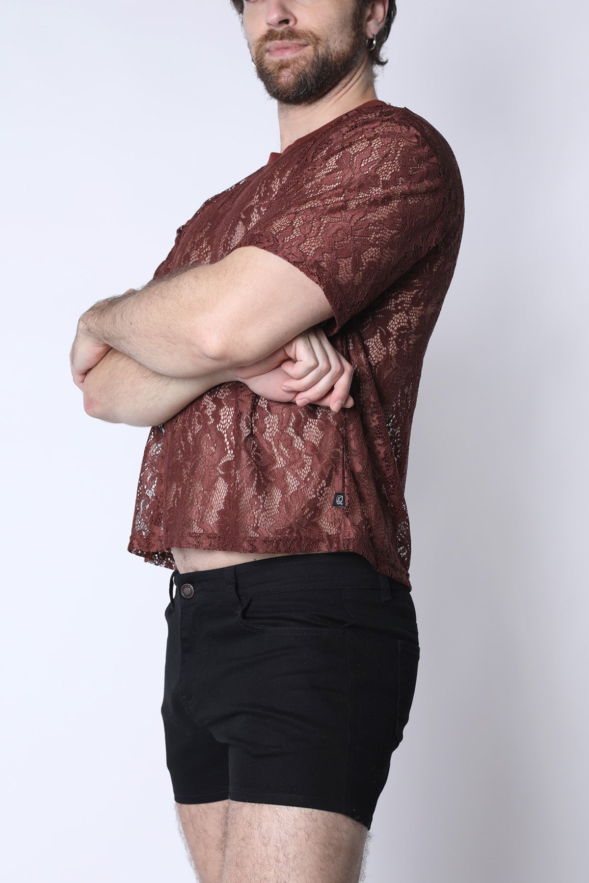 Rust Lace Crop Tee