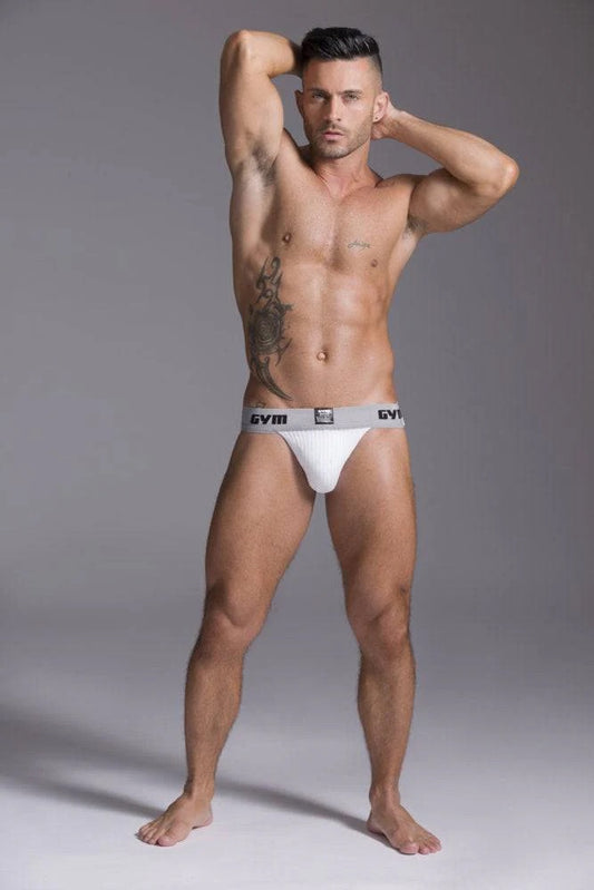 GYM White Workout Jock