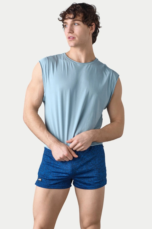Soft Blue Raw Crop Tee