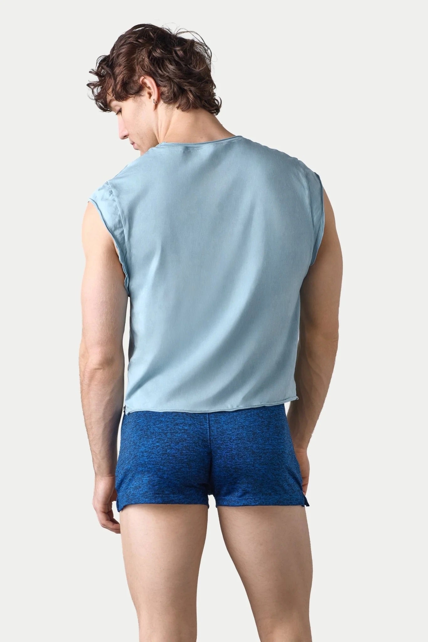 Soft Blue Raw Crop Tee