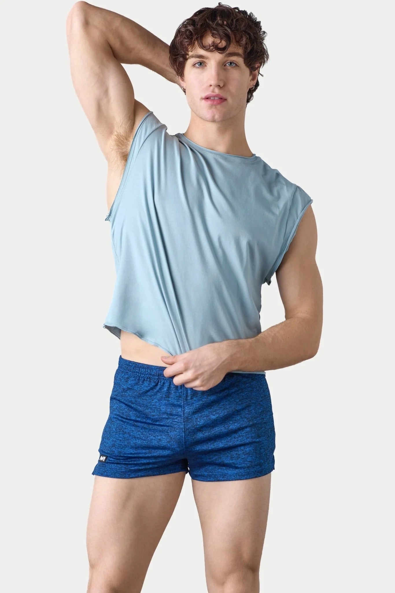 Soft Blue Raw Crop Tee