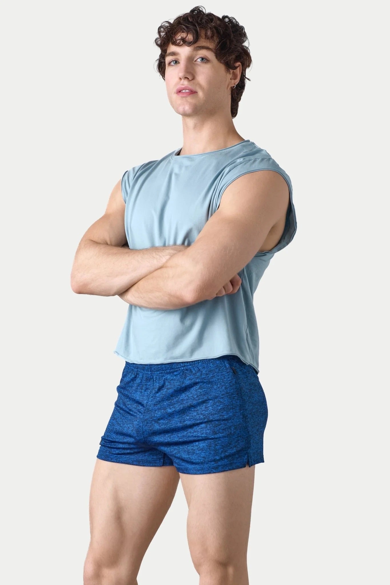Soft Blue Raw Crop Tee
